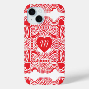 Coque Pour iPhone 15 Saint Valentin vintage, Coeurs Victoriens Die Cut