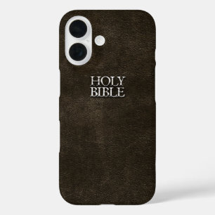 Coques iPhone 16 Sainte Bible Religion chrétienne Faux Cuir Brown
