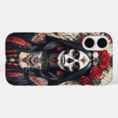 Coques Case-Mate iPhone Sainte Mort ornée de fleurs rouges couverture (Verso (horizontal))