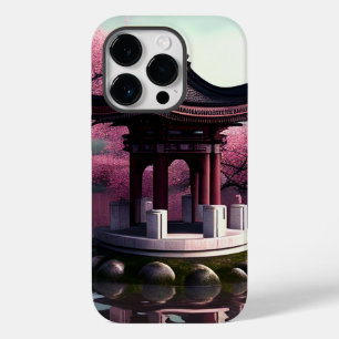 Coque Pour iPhone 14 Pro Sakura Cherry Blossom Garden Shrine Pond Japonais