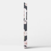Coques Case-Mate iPhone Sakura floral, gris foncé, motif transparent. (Verso / Gauche)