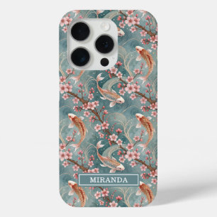 Coque iPhone 15 Pro Sakura Koi Poisson Motif Monogrammé Japonais