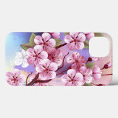 Coques Case-Mate iPhone Sakura rose sur la peinture Arrière - plan (Verso (horizontal))