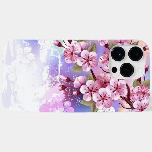 Coques Case-Mate iPhone Sakura rose sur la peinture Arrière - plan (Verso (horizontal))