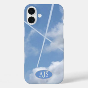 Coques iPhone 16 Plus Saltire écossais dans des traînées d'avion dans le