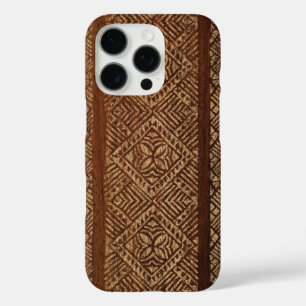 Coques iPhone 16 Pro Samoan Tapa Hawaiian Faux Wood Surboard 