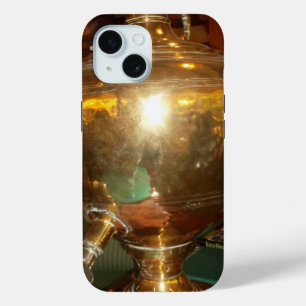 Coque Pour iPhone 15 Samovar Doré Vintage Art de Théière Héritée Prin