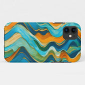 Coques Case-Mate iPhone "Sanlúcar" Vagues bleu vert orange (Dos (Horizontal))