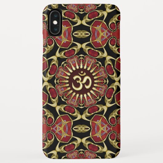 Coques Case-Mate iPhone Sanskrit Om Gold + Red Baroque iPhone 3 case (Dos)