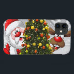 Case-Mate iPhone Case Santa claus and reindeer behind a christmas tree.j<br><div class="desc">christmas santa claus reindeer,  frofrisend friends ful funny ,  vintage magic snowflake art,  2020 happy new year,  joy gift snow flying,  year new celebration deer,  happy xmas winter holiday,  bell merry cartoon illustration,  fun animal cute,  reindeer christmas clmas</div>