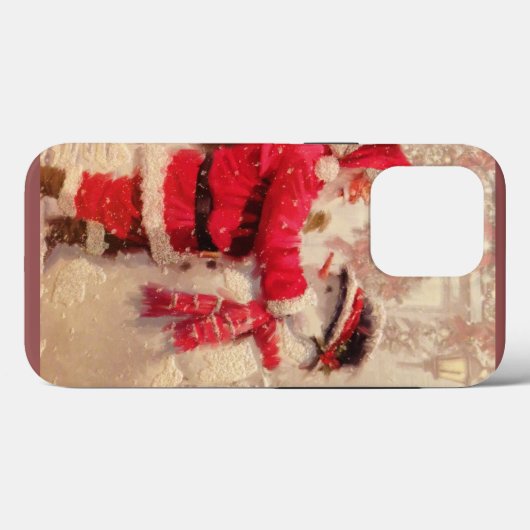 Coques Case-Mate iPhone Santa claus and snowman in snowfall (Verso (horizontal))