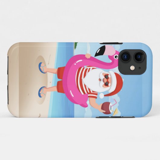 Coques Case-Mate iPhone Santa Claus with flamingo (Dos (Horizontal))
