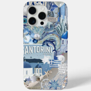 Coque iPhone 15 Pro Max Santorin Voyage Grèce Côte Bleue Collage