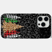 Coques Case-Mate iPhone Sapins de Noël à Imprimé Léopard  (Verso (horizontal))