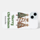 Coques Case-Mate iPhone Sapins de Noël Élégants Aquarelle Léopard (Verso (horizontal))