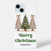 Coques Case-Mate iPhone Sapins de Noël originaux terreux verts or léopard (Verso)