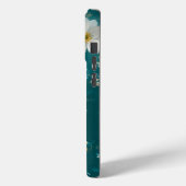 Coques Case-Mate iPhone Sarcelle aux douces fleurs blanches (Verso / Gauche)