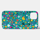 Coques Case-Mate iPhone sarcelle d'hiver de motif de bande dessinée (Verso (horizontal))