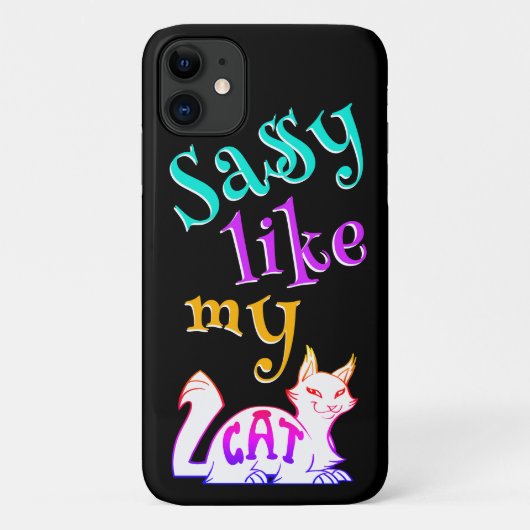 Coques Case-Mate iPhone Sassy Comme Mon Chat Cute Neon Catchy Texte Noir (Dos)