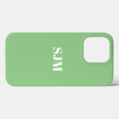 Coques Case-Mate iPhone Sauge moderne vert personnalisé nom monographique (Verso (horizontal))