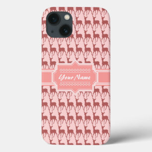 iPhone 13 Coque Saumon coral rose cerf Motif N2 personnalisé