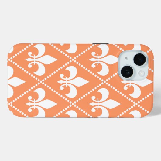 Coques Case-Mate iPhone Saumon Fleur de Lis (Verso (horizontal))