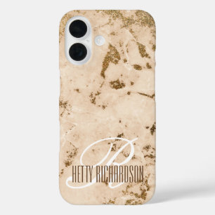 Coques iPhone 16 Saumon rose Parties scintillant marbre effet Premi