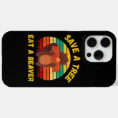 Coques Case-Mate iPhone Sauvez un arbre Mangez un castor amusant Pun casto (Verso (horizontal))