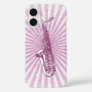 Coques iPhone 16 Saxophone Grunge rose Fille