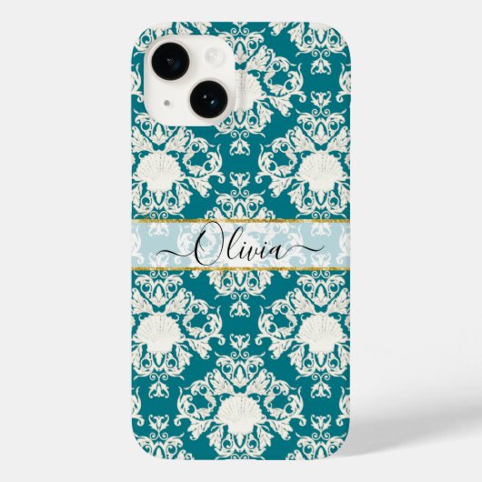Coques Case-Mate iPhone Scallop Seashell été océan Damask Beach Motif (Verso)