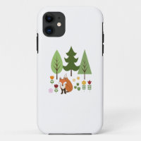 Scandinavian Style Fox Flowers Trees Illustration