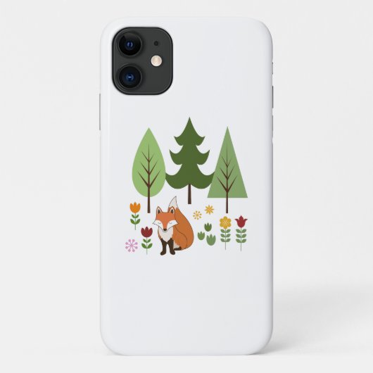 Coques Case-Mate iPhone Scandinavian Style Fox Flowers Trees Illustration (Dos)