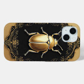 Coques Case-Mate iPhone Scarabée Orné Doré sur Fond Décoratif (Verso (horizontal))