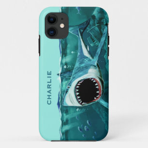Coque iPhone 11 Scary Shark dossiers de téléphone de nom personnal