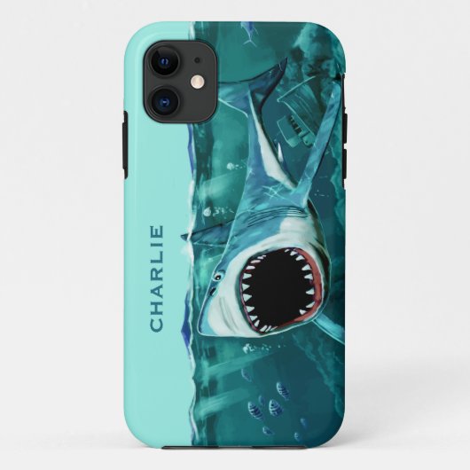 Coques Case-Mate iPhone Scary Shark dossiers de téléphone de nom personnal (Dos)