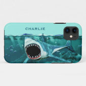 Coques Case-Mate iPhone Scary Shark dossiers de téléphone de nom personnal (Dos (Horizontal))