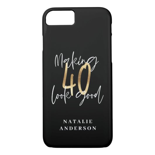 Coques Case-Mate iPhone Scénario moderne noir et or 40e anniversaire (Dos)