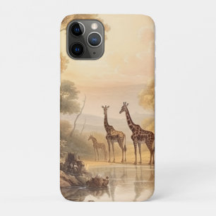 Case-Mate iPhone Case Scène botanique vintage de girafes au bord du fleu