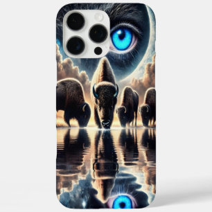 Coques iPhone 16 Pro Max Scène cosmique surréaliste des reflets de bisons