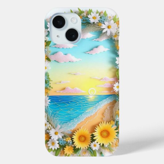 Coques Case-Mate iPhone Scène de craft en papier de vagues océaniques, lev (Verso)