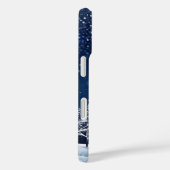 Coques Case-Mate iPhone Scène de neige de nuit d'hiver Monogramme bleu (Verso / Droite)