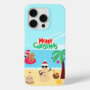 Coque iPhone 15 Pro Scène de Noël de plage