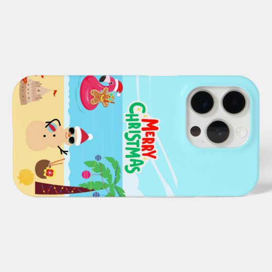 Coques Case-Mate iPhone Scène de Noël de plage (Verso (horizontal))