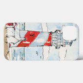 Coques Case-Mate iPhone Scène de phare rouge et blanc (Verso (horizontal))