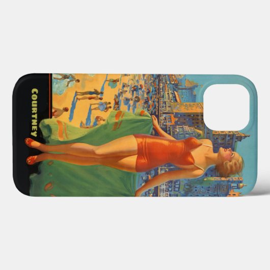 Coques Case-Mate iPhone Scène de plage Retro personnalisée (Verso (horizontal))