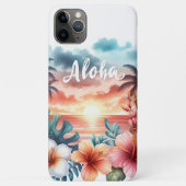 Coques Case-Mate iPhone Scène de plage tropicale Hawaiian Floral Sunset Be (Dos)