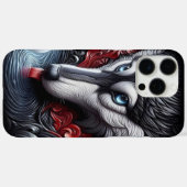 Coques Case-Mate iPhone Scène de réflexion du loup aux yeux bleus (Verso (horizontal))