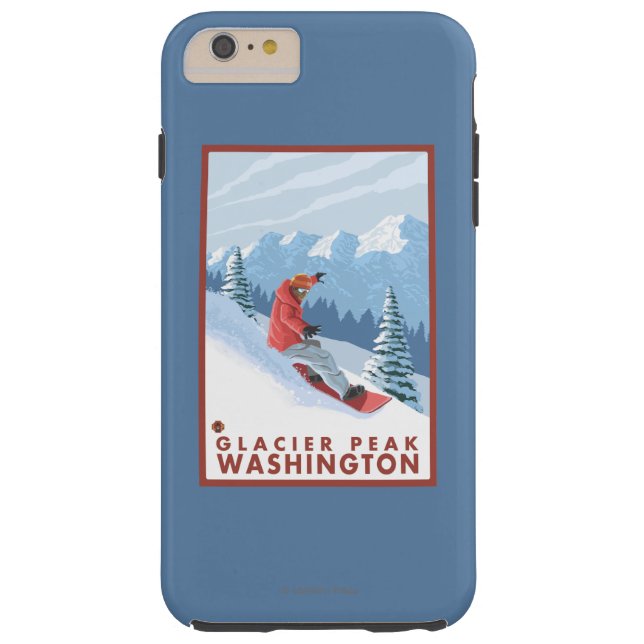 Coques Case-Mate iPhone Scène de surfeur - crête de glacier, Washington (Dos)