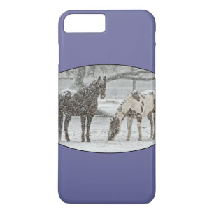 Coque iPhone 8 Plus/7 Plus Scène d'hiver avec 2 chevaux