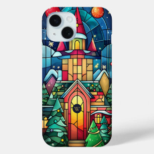 Coque Pour iPhone 15 Scène d'hiver Monogramme personnalisé